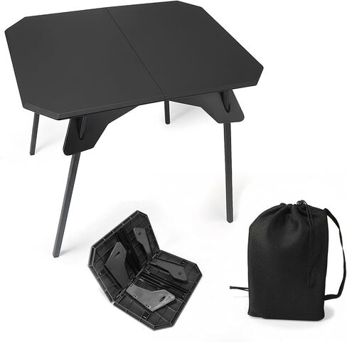 Folding Camping Table, 2-in-1 Adjustable Height Portable Outdoor Aluminum Camp Desk with Carrying Bag, Lightweight Foldable Table for Picnic, Beach, BBQ, Hiking, Fishing, Travel (Black) in Saudi Arabia