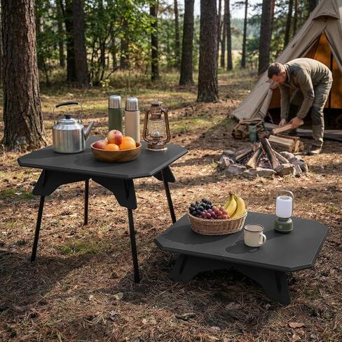 Folding Camping Table, 2-in-1 Adjustable Height Portable Outdoor Aluminum Camp Desk with Carrying Bag, Lightweight Foldable Table for Picnic, Beach, BBQ, Hiking, Fishing, Travel (Black) in Saudi Arabia