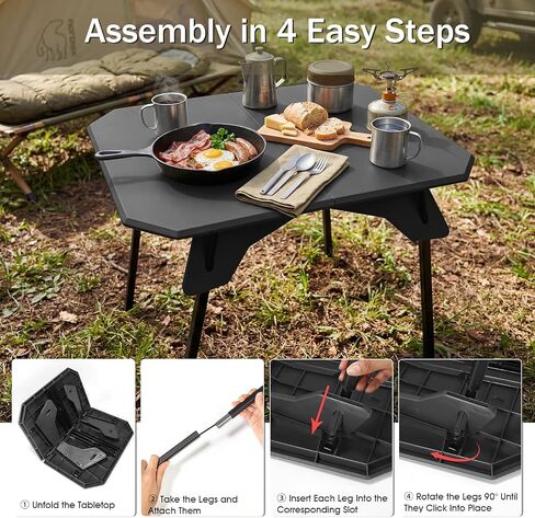 Folding Camping Table, 2-in-1 Adjustable Height Portable Outdoor Aluminum Camp Desk with Carrying Bag, Lightweight Foldable Table for Picnic, Beach, BBQ, Hiking, Fishing, Travel (Black) in Saudi Arabia