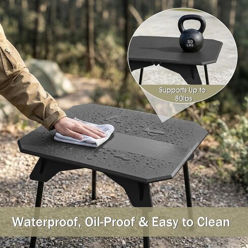 Folding Camping Table, 2-in-1 Adjustable Height Portable Outdoor Aluminum Camp Desk with Carrying Bag, Lightweight Foldable Table for Picnic, Beach, BBQ, Hiking, Fishing, Travel (Black) in Saudi Arabia
