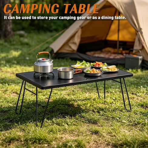 POMOLY Camping Stove Table Foldable Portable Wood Stove Table Base for Grill with Filler Table Panel Steel (23.6''×15.8'') in Saudi Arabia