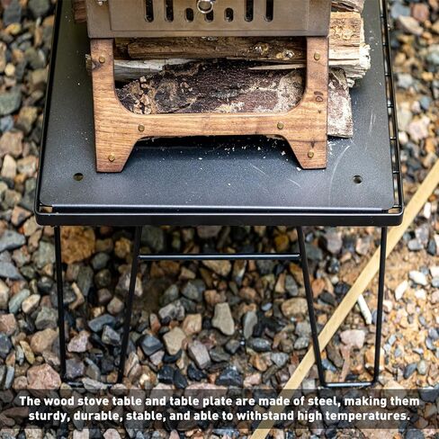 POMOLY Camping Stove Table Foldable Portable Wood Stove Table Base for Grill with Filler Table Panel Steel (23.6''×15.8'') in Saudi Arabia