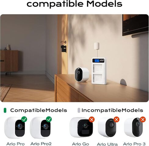 شاحن بطاريات لـ Arlo Pro/Pro 2، محطة شحن بطارية مزدوجة لـ Arlo VMC4030 VMS4230 VMS4430 VMS4530، شاشة LCD مع كابل USB (أبيض) in Kuwait