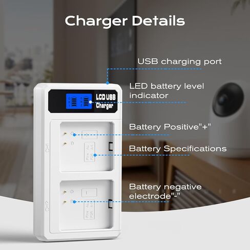 شاحن بطاريات لـ Arlo Pro/Pro 2، محطة شحن بطارية مزدوجة لـ Arlo VMC4030 VMS4230 VMS4430 VMS4530، شاشة LCD مع كابل USB (أبيض) in Kuwait