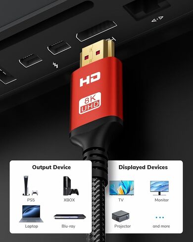 10K 8K 4K HDMI Cable 6FT 3-Pack, Ultra High Speed HDMI Braided Cord, Supports 4K/120Hz, 8K/60Hz, 48Gbps DTS:X, HDCP 2.2 & 2.3, HDR 10, HDMI 2.1 Cable in Saudi Arabia