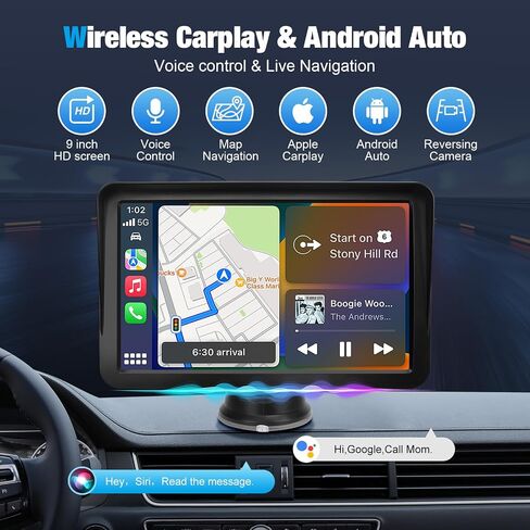 Carplay Screen for Car, 9 inch Wireless Carplay (Black) in Saudi Arabia