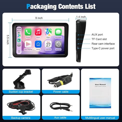 Carplay Screen for Car, 9 inch Wireless Carplay (Black) in Saudi Arabia