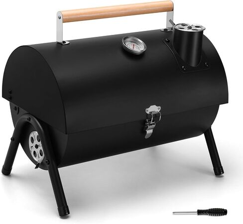 Portable Grill Charcoal for Outdoor, Leonyo Small BBQ Charcoal Grill for Tabletop, Thermometers & Chimney, 119 Sq.in Cooking Surface for Barbecue, RV Travel, Camping, Beach in Saudi Arabia