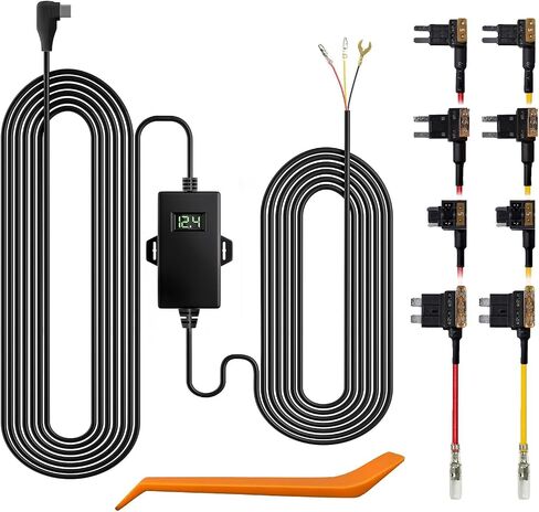 WOLFBOX USB C Acc مجموعة أسلاك صلبة لـ G850PRO/G840S/G900/G850/G930/G840H/i07/i17/X5/X3/X3 PRO/X5DUO، مجموعة كابل شاحن السيارة بسلك صلب 12 فولت - 24 فولت إلى 5 فولت لكاميرات داش مع حماية استنزاف البطارية in Kuwait
