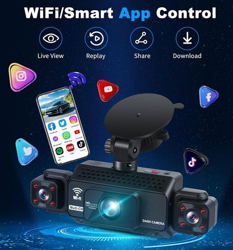 4 Channel Dash Cam 360° View 5G WiFi & APP Control, GEMEK 2K Front and Rear Inside, Left Right Dash Camera for Cars Free 64GB TF Card, G-Sensor, Night Vision, 24H Parking Mode in Saudi Arabia