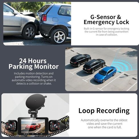 4 Channel Dash Cam 360° View 5G WiFi & APP Control, GEMEK 2K Front and Rear Inside, Left Right Dash Camera for Cars Free 64GB TF Card, G-Sensor, Night Vision, 24H Parking Mode in Saudi Arabia