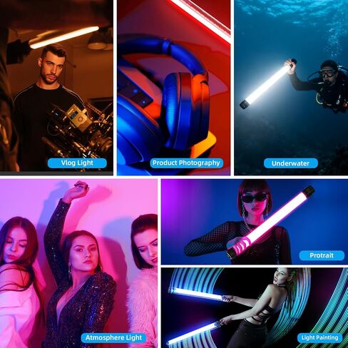 RGB LED Photography Light 10400mAh Battery Powered Tube Light Waterproof IP68 Full Color RGB Portable Lighting Wand Stick for Video Recording Studio, 12 Lighting Modes, 3000K 6000K CRI95+ in Kuwait