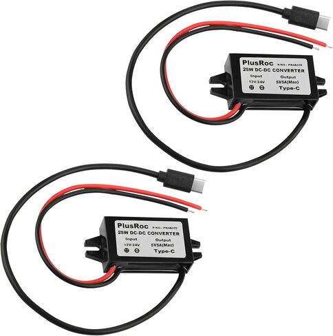 PlusRoc 2-Pack Waterproof DC 12V/24V to 5V 5A Buck Converter, USB-C Output in Kuwait