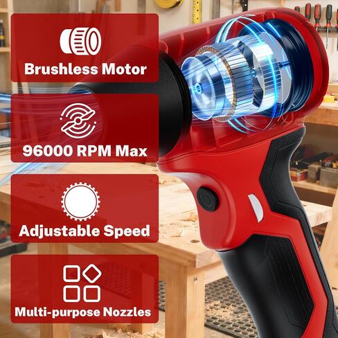 Cordless Dust Blower Compatible with Milwaukee M18 18V Battery, Handhled Leaf Blower Electric Compressed Air Duster Turbo Jet Fan with Nozzles for Blowing Leaves and Dust in Saudi Arabia