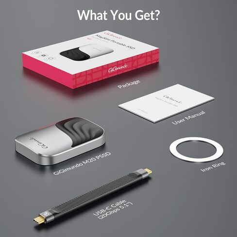 GiGimundo 2TB Magnetic Portable SSD, External SSD Up to 2000MB/s with USB-C 3.2 Gen 2x2, 4K ProRes HDR Record and Store, External Solid State Drives Compatible with iPhone 17/16/15 Pro Max, Tablet in Saudi Arabia