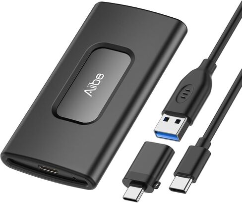 Aiibe 1TB External SSD USB C Portable SSD USB 3.2 Gen 2, Up to 1050MB/s, External Solid State Drive 1TB External Hard Drive for iPhone 17/16/15, Laptop (Black) in Saudi Arabia