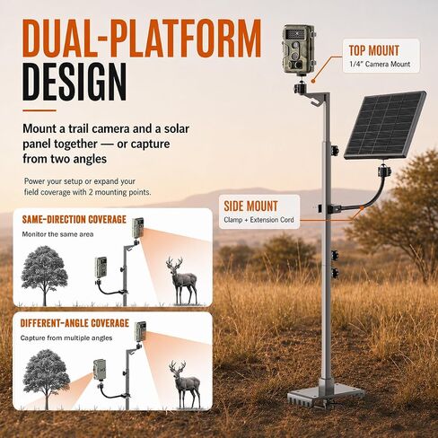 Dual Hunting Camera Mount, Twin Cam Bracket, For trail cam and solar panel in Saudi Arabia