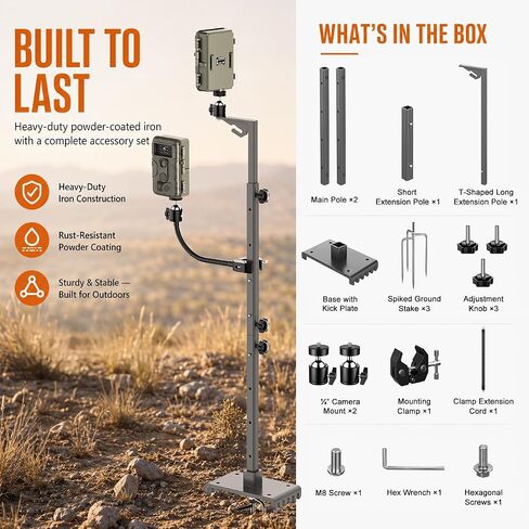 Dual Hunting Camera Mount, Twin Cam Bracket, For trail cam and solar panel in Saudi Arabia