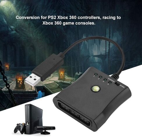 PS2 to 360 USB Adapter Converter Cable, Quality, Supports Vibration and Online Chat, Great for Competitive, 1 Unit in Saudi Arabia