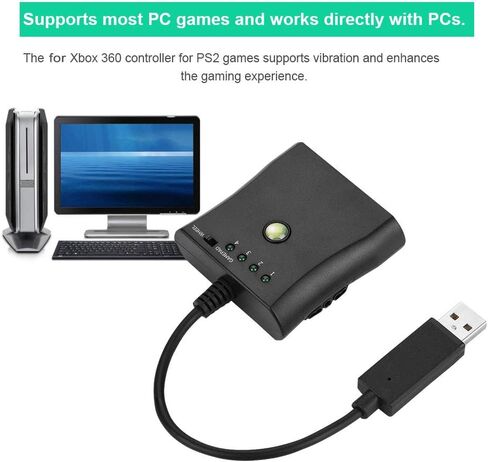 PS2 to 360 USB Adapter Converter Cable, Quality, Supports Vibration and Online Chat, Great for Competitive, 1 Unit in Saudi Arabia
