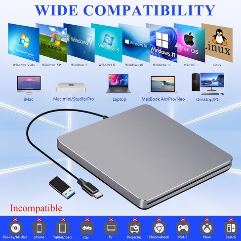 USB-C SuperDrive for Mac Slot-in DVD +/-RW Drive Aluminum Space Grey in Saudi Arabia
