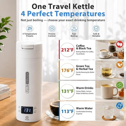 Travel Electric Kettle, 15oz Portable Electric Kettle with Flip-Top Lid in Kuwait