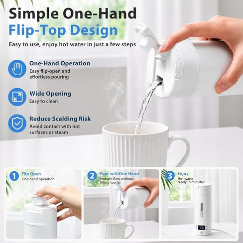 Travel Electric Kettle, 15oz Portable Electric Kettle with Flip-Top Lid in Kuwait