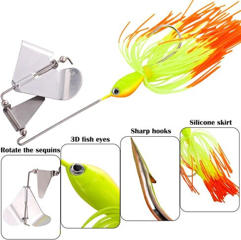 Sougayilang Fishing Lures Buzzbait Spinnerbait Jigs Lure for Bass Pike Fishing in Saudi Arabia