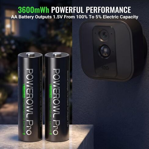 بطاريات ليثيوم AA قابلة لإعادة الشحن من POWEROWL 8 عبوات مع شاحن، جهد ثابت 1.5 فولت 3600 مللي واط في الساعة بطارية مزدوجة مع صندوق تخزين شاحن ليثيوم/NiMH للكاميرات وأجهزة التحكم في الألعاب in Kuwait