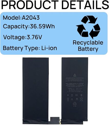 A2043 Battery Compatible with iPad Pro 12.9" 3rd Gen 2018 4th Gen A2014 2020 A1895 A1983 A1876 A2069 A2232 A2233 A2229 with Tool Kits 3.76V 36.59Wh in Saudi Arabia