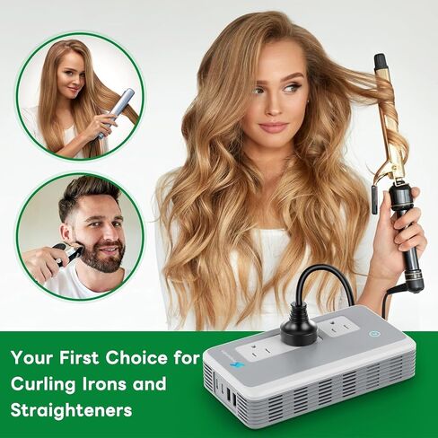 Voltage Converter US to Europe for Curling Iron and Hair Straighteners, PD 65W Fasting Charging Power Converter for European Travel Plug Adapter with Type C G A T for 200+ Countries (White) in Saudi Arabia