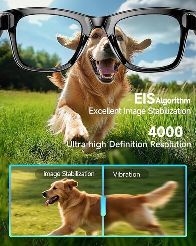 AI Smart Glasses with Camera 4K,Bluetooth AI Glasses for Men Women,Support Live Feed,AI Voice Control,160+ Language Translate, Chat GPT, WiFi, 290mAh Blue Light Glasses（Black） in Saudi Arabia