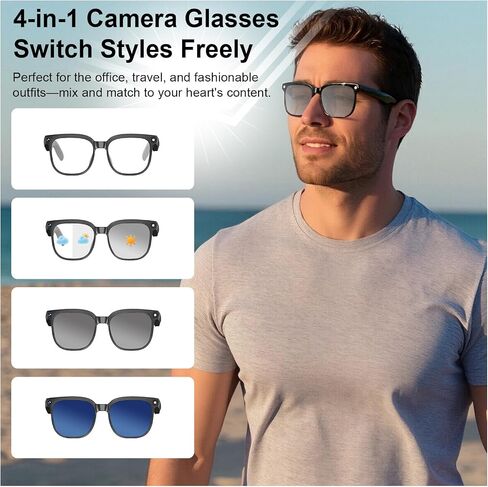 Smart Glasses with Camera, 8MP 1080P HD Video & AI Translation in Saudi Arabia