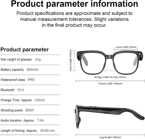 Smart Glasses with Camera, 8MP 1080P HD Video & AI Translation in Saudi Arabia