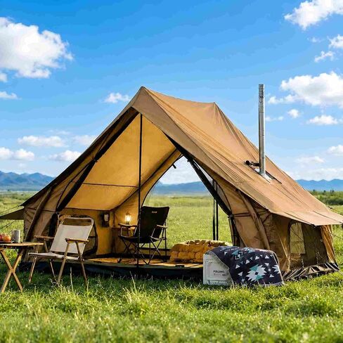 ABORON Hot Tent with Stove Jack, 2–4 Person Portable Camping Tent with PU3000mm Waterproof Fabric, Easy Setup 4-Season Shelter for Camping, Hiking, Hunting & Fishing in Saudi Arabia