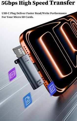 محول USB-C OTG مع قارئ بطاقة MicroSD، سبائك الألومنيوم، عبوة واحدة in Kuwait