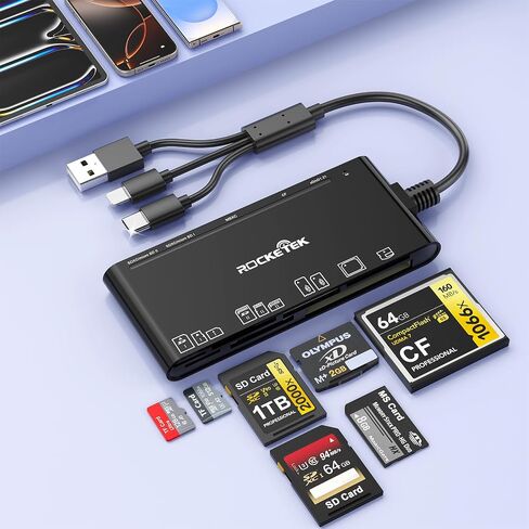 موزع قارئ بطاقات USB-C/USB3.0/Lightning متعدد البطاقات لبطاقات SD وCF وMicro SD وXD وMS in Kuwait