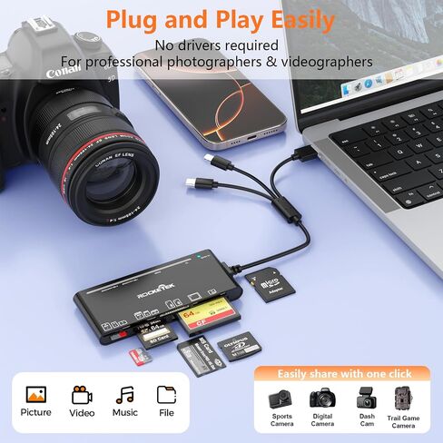 موزع قارئ بطاقات USB-C/USB3.0/Lightning متعدد البطاقات لبطاقات SD وCF وMicro SD وXD وMS in Kuwait