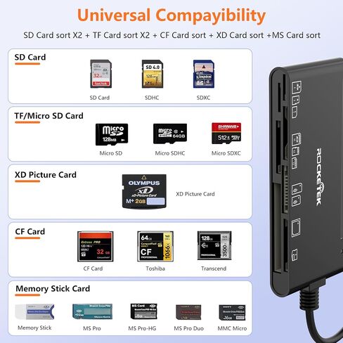 موزع قارئ بطاقات USB-C/USB3.0/Lightning متعدد البطاقات لبطاقات SD وCF وMicro SD وXD وMS in Kuwait