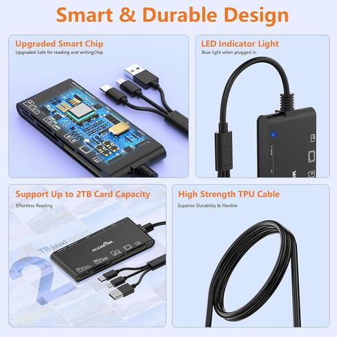 موزع قارئ بطاقات USB-C/USB3.0/Lightning متعدد البطاقات لبطاقات SD وCF وMicro SD وXD وMS in Kuwait