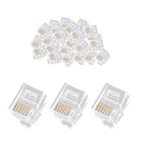 100Pack Telephone Modular Plug RJ9/RJ10/RJ22 4P4C Connector for Phone Line Cord, Compatible with Both Solid and Strandard Wire, for Assembly of Telephone handset Cords in Saudi Arabia