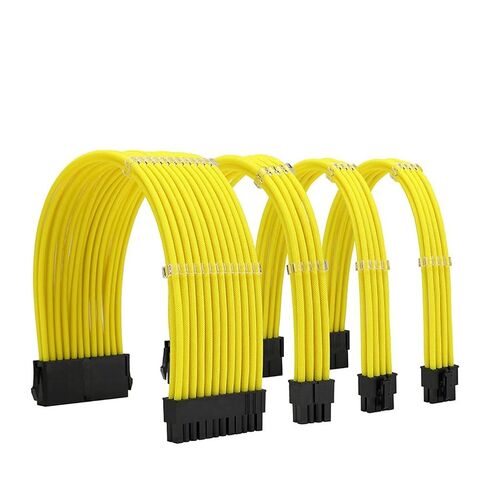 NCK1 Series PSU Extension Cable Kit, Solid Color Cable Solid Combo 300mm ATX24 Pin PCI-E 8Pin 8Pin with Combs(Kit B,Yellow) in Saudi Arabia