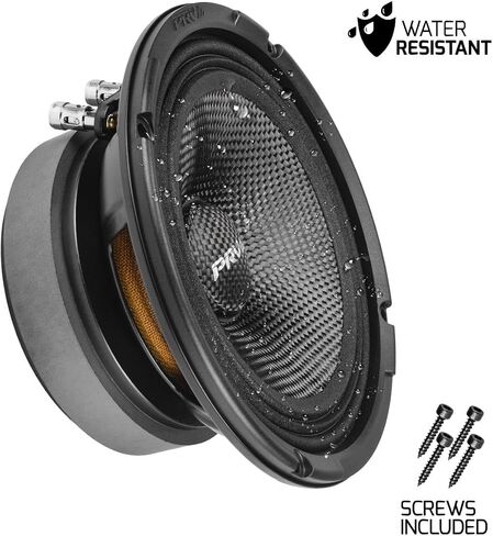 PRV AUDIO من ألياف الكربون 6.5 بوصة مكبر صوت متوسط ​​المدى 400 واط 4 أوم زوج 6MR400CF-4 مكبر صوت للسيارة مقاوم للماء للقارب UTV 4 عجلات دراجة نارية وألواح أبواب (2 مكبرات صوت) in Kuwait
