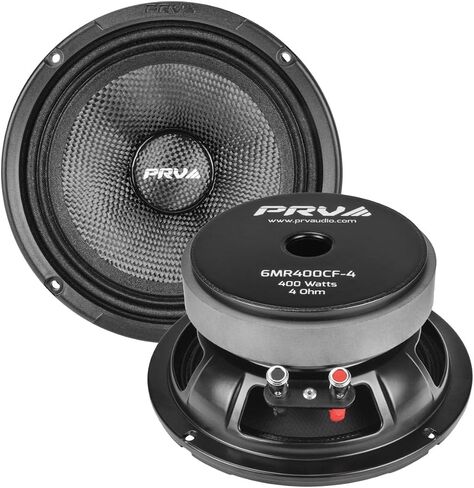 PRV AUDIO من ألياف الكربون 6.5 بوصة مكبر صوت متوسط ​​المدى 400 واط 4 أوم زوج 6MR400CF-4 مكبر صوت للسيارة مقاوم للماء للقارب UTV 4 عجلات دراجة نارية وألواح أبواب (2 مكبرات صوت) in Kuwait