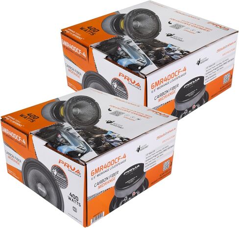 PRV AUDIO من ألياف الكربون 6.5 بوصة مكبر صوت متوسط ​​المدى 400 واط 4 أوم زوج 6MR400CF-4 مكبر صوت للسيارة مقاوم للماء للقارب UTV 4 عجلات دراجة نارية وألواح أبواب (2 مكبرات صوت) in Kuwait