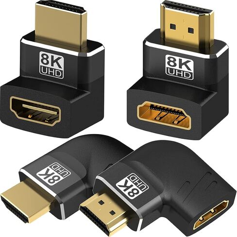 4 حزمة 8K HDMI 2.1 ذكر إلى أنثى محول موصل أعلى أسفل الزاوية اليمنى اليسرى 90 270 درجة مطلية بالذهب دعم 8K @ 60 هرتز، 4K @ 120 هرتز، HDR، eARC للكمبيوتر المحمول HDTV التبديل PS4 PS5 in Kuwait