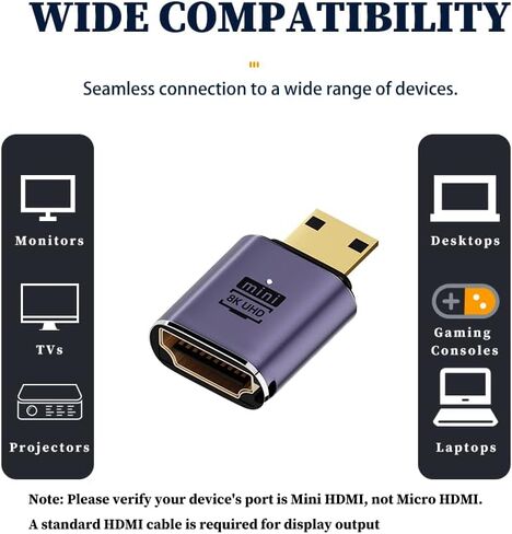 Mini Male HDMI to HDMI Female Adapter,UHD&HDR Output,Aluminum Shell in Kuwait