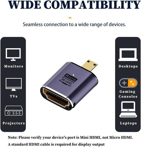 Micro HDMI Male to HDMI Female Adapter,UHD Output,Aluminum Shell in Kuwait