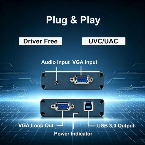 VGA to USB 3.0 Capture Card 1080P with VGA Loop Out UVC UAC Free Driver in Saudi Arabia
