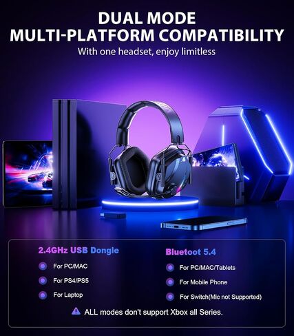 Vakedy Wireless PS5 Headset, ≤20ms Low Latency & BT 5.4 for PC, MAC, Switch in Saudi Arabia